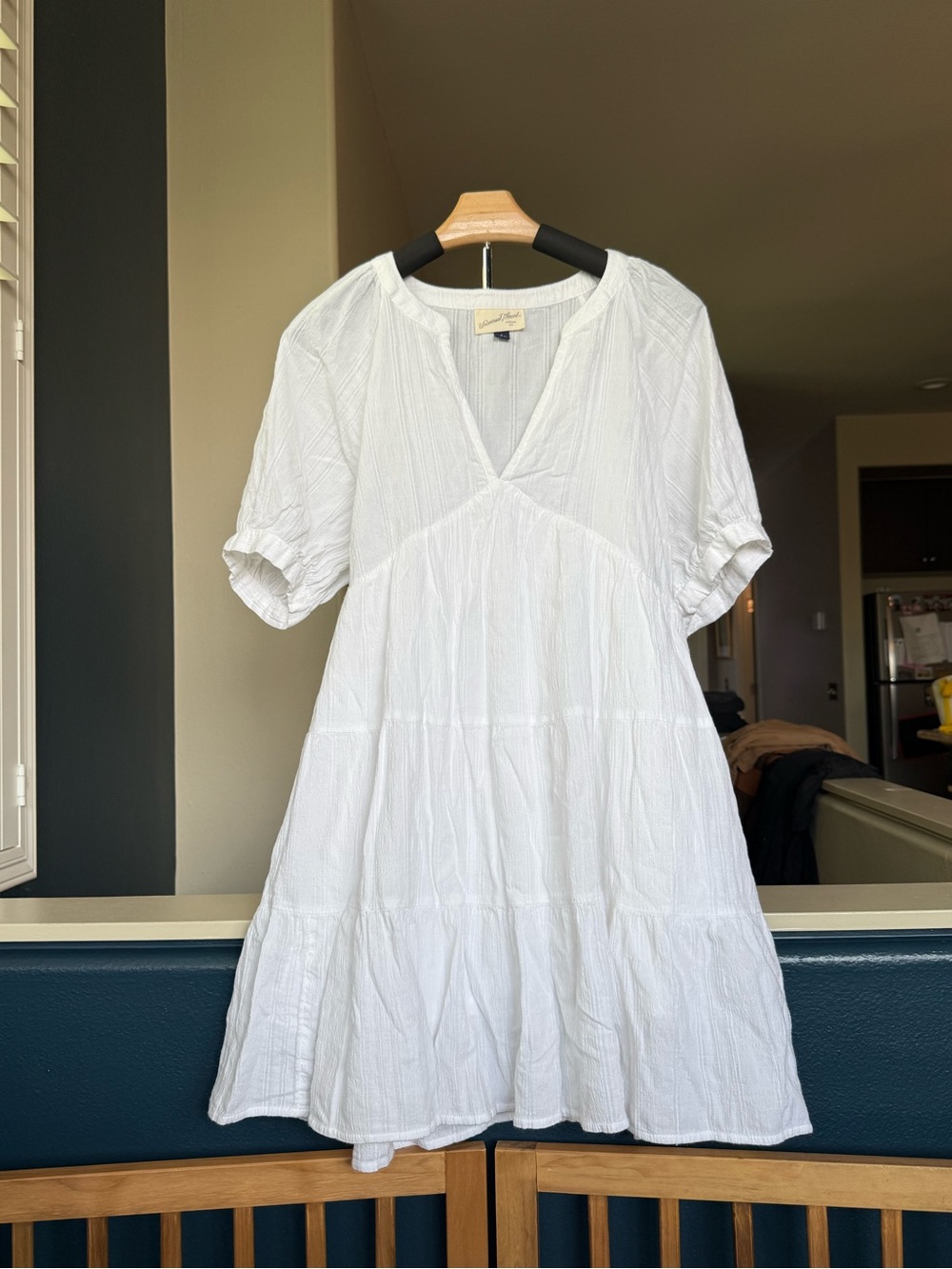 Universal Thread White Gauze V-Neck Tiered Dress